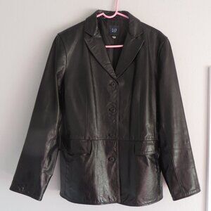 GAP woman's 100% genuine leather black jacket/coat size L
